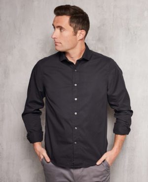 Black Twill Slim Fit Shirt In Shorter Length M Standard SpendersFriend