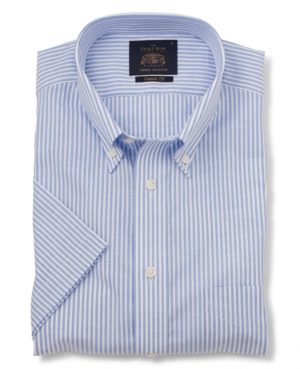 Blue Bengal Stripe Classic Fit Short Sleeve Casual Shirt S SpendersFriend