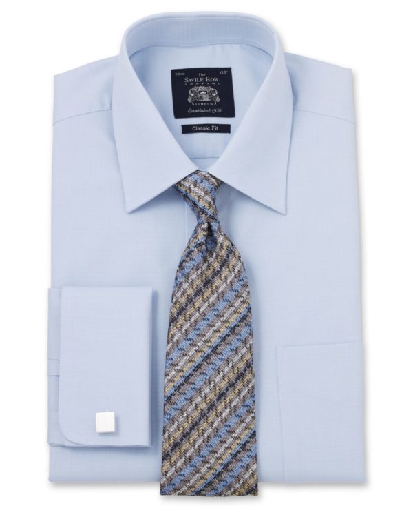 Blue Dobby Classic Fit Shirt - Double Cuff 15" Standard Double SpendersFriend