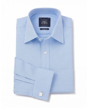 Blue Dobby Classic Fit Windsor Collar Shirt - Double Cuff 19 1/2" Standard SpendersFriend
