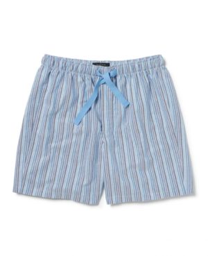 Blue Striped Oxford Cotton Lounge Shorts S SpendersFriend