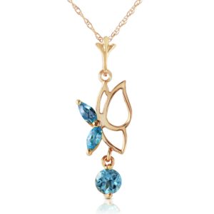 Blue Topaz Butterfly Pendant Necklace 0.18 Ctw In 9ct Gold SpendersFriend