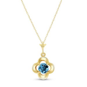 Blue Topaz Corona Pendant Necklace 0.55 Ct In 9ct Gold SpendersFriend