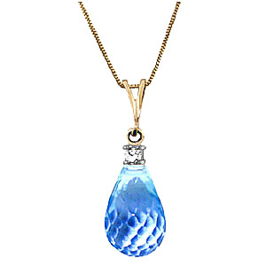 Blue Topaz & Diamond Beret Pendant Necklace In 9ct Gold SpendersFriend