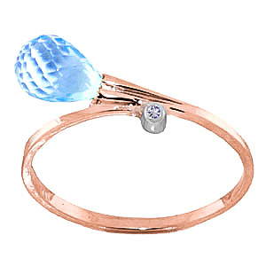 Blue Topaz & Diamond Droplet Ring In 9ct Rose Gold SpendersFriend