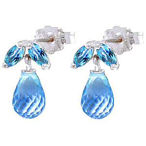 Blue Topaz Snowdrop Stud Earrings 3.4 Ctw In 9ct White Gold SpendersFriend