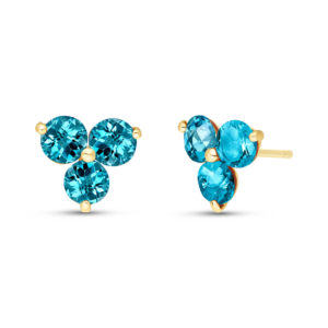 Blue Topaz Trinity Stud Earrings 1.5 Ctw In 9ct Gold SpendersFriend