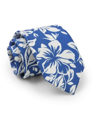 Blue White Floral Pattern Silk Tie SpendersFriend