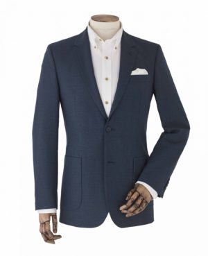 Blue Wool-Blend Micro Pattern Single-Breasted Jacket 48" Short SpendersFriend