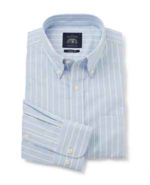 Blue Yellow Stripe Classic Fit Casual Button-Down Shirt Xxxl Standard SpendersFriend