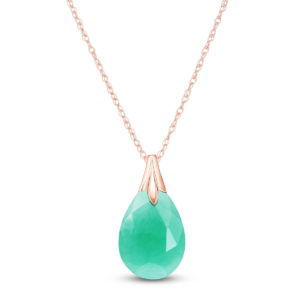 Briolette Cut Emerald Pendant Necklace 4 Ct In 9ct Rose Gold SpendersFriend