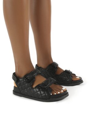 Carmen  Drench Pu Quilted Flat Sandals