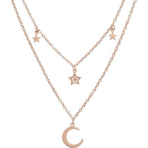 Celestial Double Cresent Moon And Star Necklace Rose Gold Necklace Spenders Friend