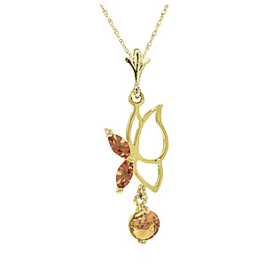 Citrine Butterfly Pendant Necklace 0.18 Ctw In 9ct Gold SpendersFriend