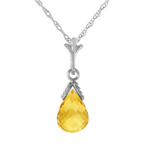 Citrine Droplet Pendant Necklace 4.5 Ct In 9ct White Gold SpendersFriend