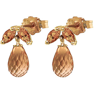 Citrine Snowdrop Stud Earrings 3.4 Ctw In 9ct Gold SpendersFriend