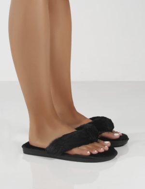 Cuddle  Thong Strap Faux Fur Slippers