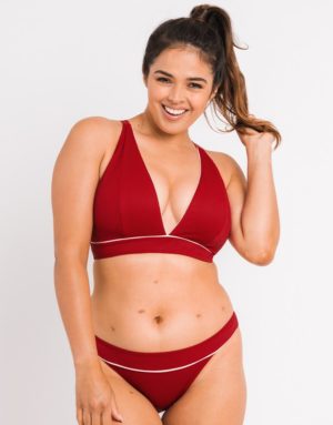 Curvy Kate Poolside Non Wired Triangle Bikini Top Pink/Red Spenders Friend