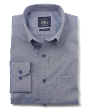 Denim Blue Dobby Spot Classic Fit Button-Down Casual Shirt Xxxl Standard SpendersFriend