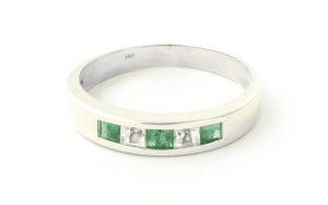 Emerald & White Topaz Princess Prestige Ring In Sterling Silver SpendersFriend
