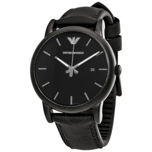 Emporio Armani Classic Leather And Silicone Strap Watch - Black SpenderFriend