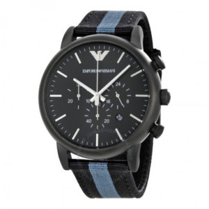 Emporio Armani Striped Men's Watch - Black/Grey SpenderFriend