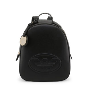 Emporio Armani - Unisex Leather Backpack With Embossed Logo - Black SpenderFriend