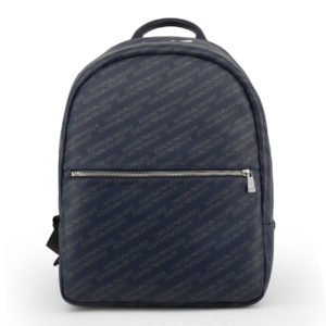 Emporio Armani - Unisex Leather Backpack With Logo Pattern - Navy Blue SpenderFriend