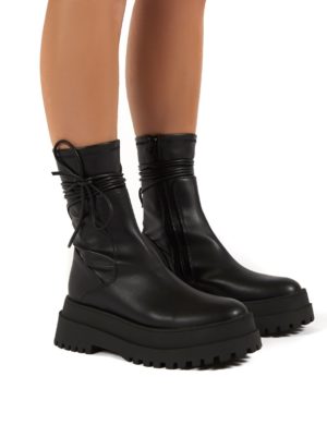 Finale  Wide Fit Chunky Sole Ankle Wrap Boots