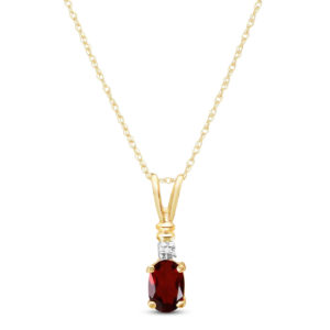 Garnet & Diamond Cap Oval Pendant Necklace In 9ct Gold SpendersFriend