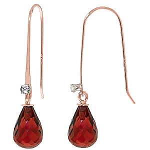 Garnet & Diamond Drop Earrings In 9ct Rose Gold SpendersFriend