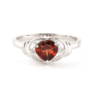 Garnet & Diamond Halo Heart Ring In Sterling Silver SpendersFriend