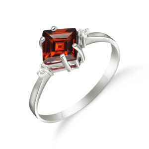 Garnet & Diamond Princess Ring In Sterling Silver SpendersFriend