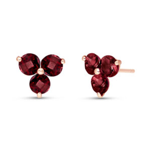 Garnet Trinity Stud Earrings 1.5 Ctw In 9ct Rose Gold SpendersFriend