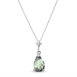 Green Amethyst Belle Pendant Necklace 1.5 Ct In 9ct White Gold SpendersFriend