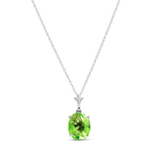 Green Amethyst Oval Pendant Necklace 3.2 Ct In 9ct White Gold SpendersFriend