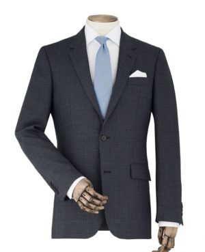 Grey Check Wool-Blend Tailored Suit Jacket 36" Regular SpendersFriend