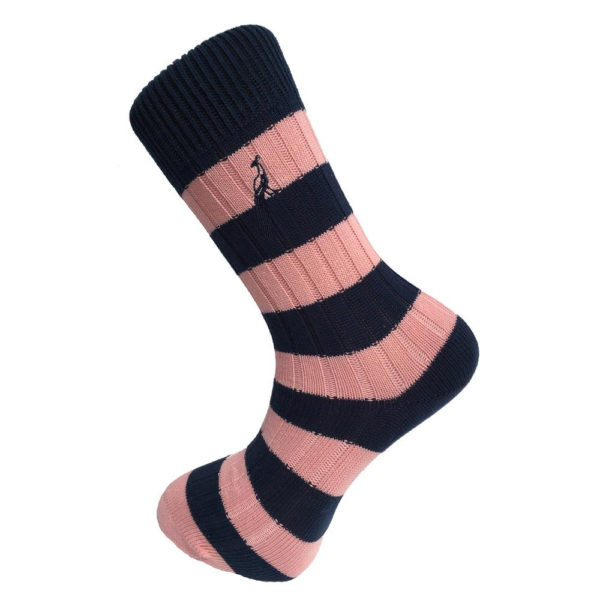 Hortons Men's Bardwell Socks - Peach & Navy (One Size) SpenderFriend
