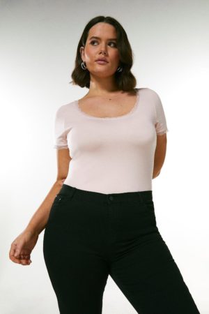 Karen Millen Curve Lace Essential Jersey T-Shirt -