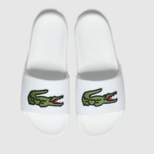 Lacoste White & Green Croco Slide Sandals SpendersFriend