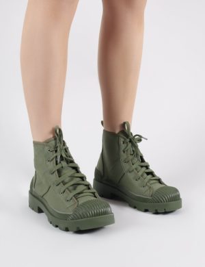 Land Ankle Boots In Khaki Canvas