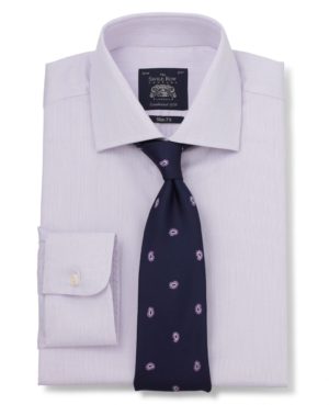 Lilac Dobby Check Slim Fit Shirt - Single Cuff 17" Standard SpendersFriend