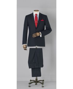 Limited Edition Navy Sharkskin Wool Tailored Business Suit SpendersFriend