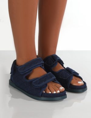 Maeve Wide Fit Dark Denim Quilted Flat Sandals loving the sales