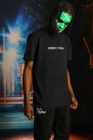 Mens Black Halloween Creep It Real Print T-Shirt SpendersFriend