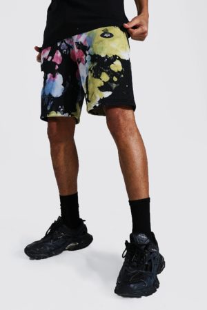 Mens Black Tall Regular Man Tie Dye Zip Shorts SpendersFriend