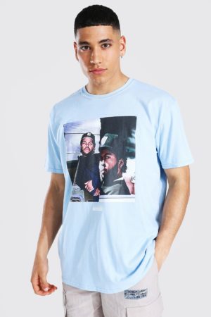 Mens Blue Oversized Ice Cube Spliced T-Shirt SpendersFriend
