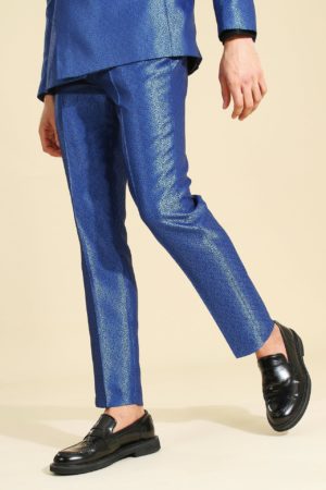 Mens Blue Skinny Jacquard Suit Trouser SpendersFriend