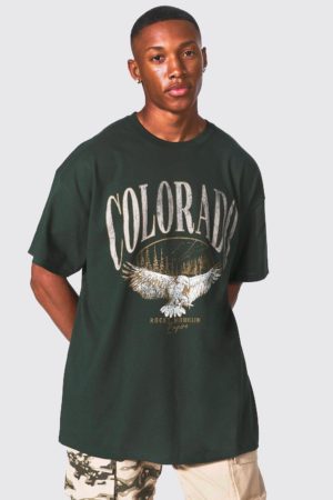 Mens Green Oversized Colorado Varsity T-Shirt SpendersFriend