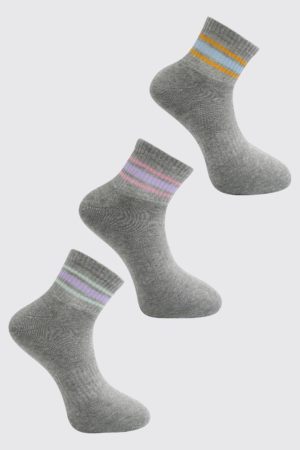 Mens Grey 3 Pack Sports Stripe Ankle Sock SpendersFriend